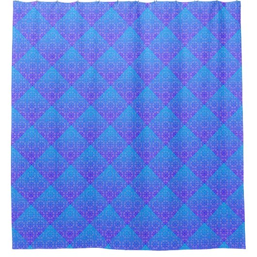 Blue Mandala Square Pattern Boho Shower Curtain Douchegordijn (Voorkant)