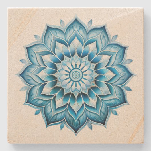 Blue Mandala Stenen Onderzetter (Voorkant)