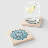 Blue Mandala Stenen Onderzetter (Zijkant)