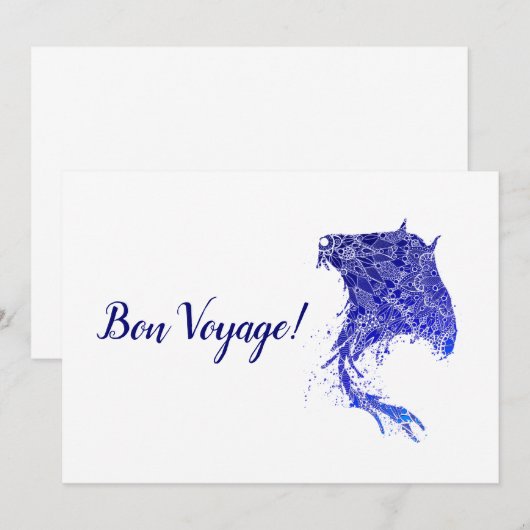 Blue Mandala Stingray Bon Voyage Kaart (Voorkant / Achterkant)