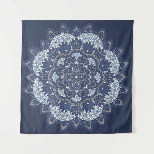 Blue Mandala Tapestry Wandkleed (Voorkant (horizontaal))