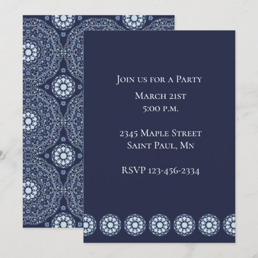 Blue Mandala Uitnodiging (Voorkant / Achterkant)