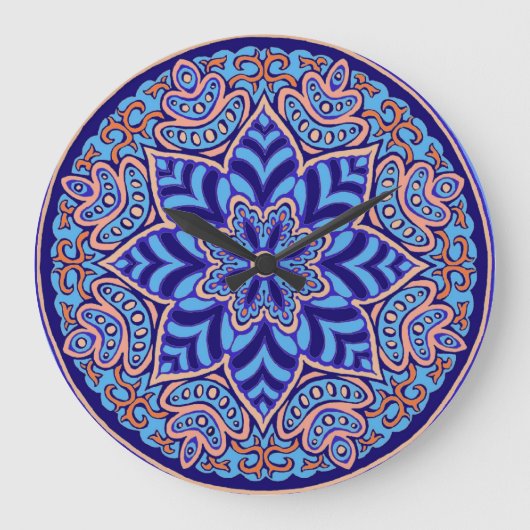 Blue Mandala Wall klok (Voorkant)