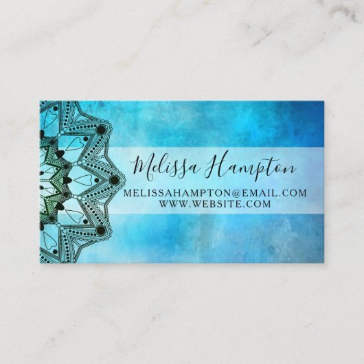 Blue Mandala Waterverf Visitekaartje (Voorkant)