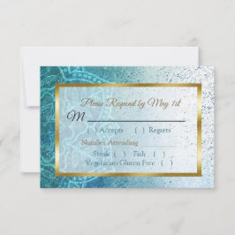 Blue Mandala Wedding RSVP-kaart RSVP Kaartje
