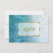 Blue Mandala Wedding RSVP-kaart RSVP Kaartje (Achterkant)
