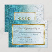 Blue Mandala Wedding RSVP-kaart RSVP Kaartje (Voorkant / Achterkant)
