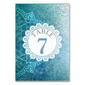 Blue Mandala Wedding Table Number Card Kaart (Voorkant)