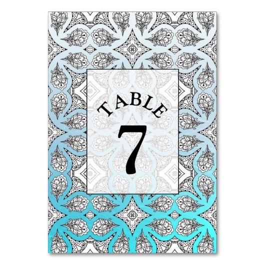 Blue Mandala Wedding Table Number Card Kaart (Achterkant)