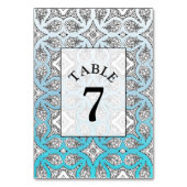 Blue Mandala Wedding Table Number Card Kaart (Voorkant)