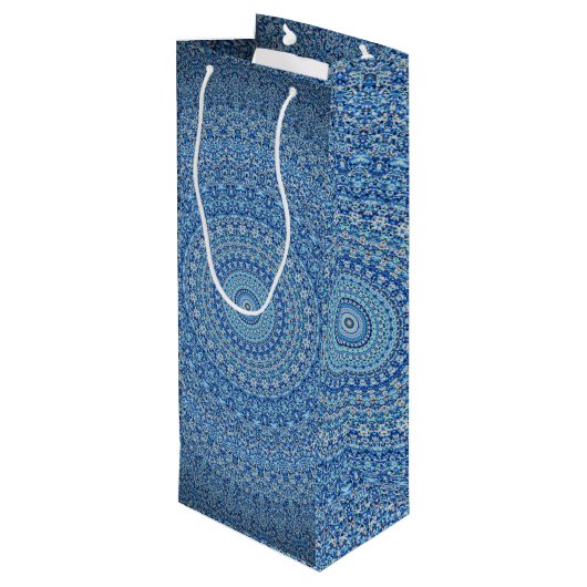 Blue Mandala Wijn Cadeautas (Achterkant Gekanteld)