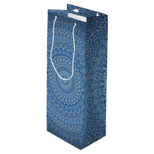 Blue Mandala Wijn Cadeautas (Voorkant Gekanteld)