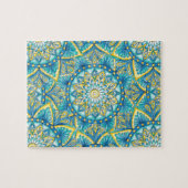 Blue Mandala Yellow Turquoise Pattern Legpuzzel (Horizontaal)