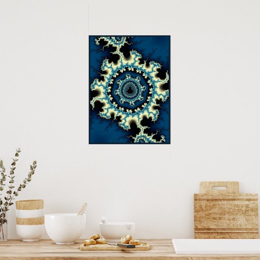Blue Mandelbrot Fractal Poster (Keuken)
