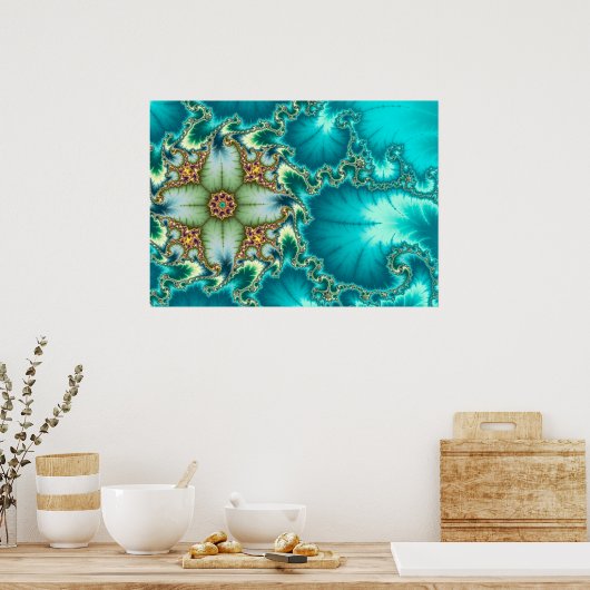 Blue Mandelbrot Fractal Poster (Keuken)