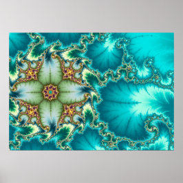 Blue Mandelbrot Fractal Poster