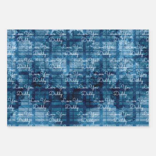 Blue Mannen Birthday DIY Text set of 3 Inpakpapier Vel (Voorkant 3)