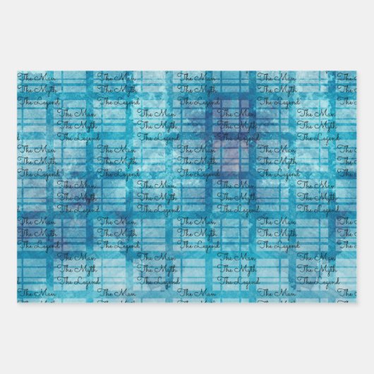 Blue Mannen Birthday DIY Text set of 3 Inpakpapier Vel (Voorkant 2)