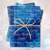Blue Mannen Birthday DIY Text set of 3 Inpakpapier Vel
