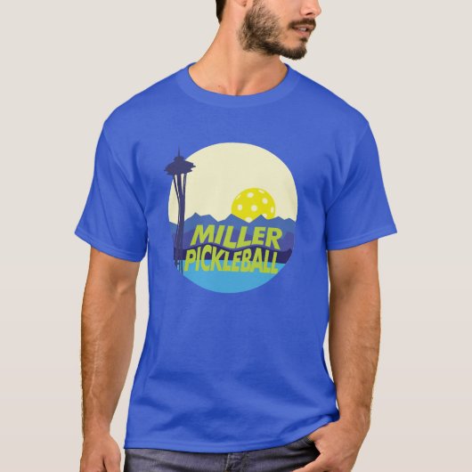 Blue Mannen Miller Pickleball T-shirt (Voorkant)