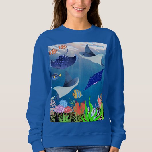 Blue Manta's Ocean Adventure Kleurrijke koralen du Trui (Voorkant)