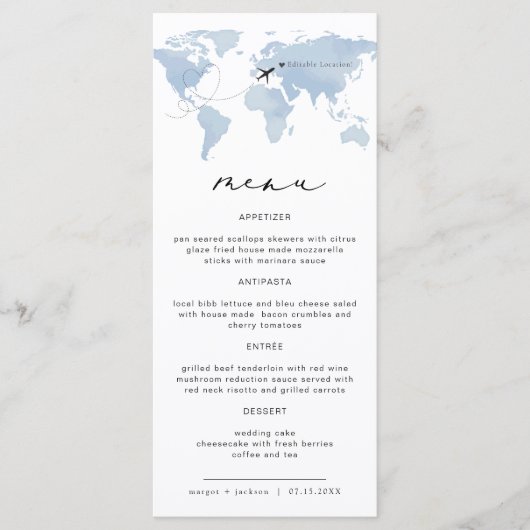 Blue Map Destination Dinner Menu | Carmen (Voorkant)