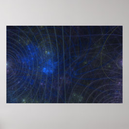 blue map fractle poster