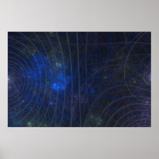 blue map fractle poster