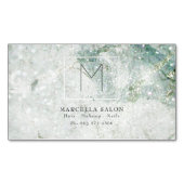 Blue Marble Abstract Hair Salon Monogram Magnetisch Visitekaartje (Voorkant)
