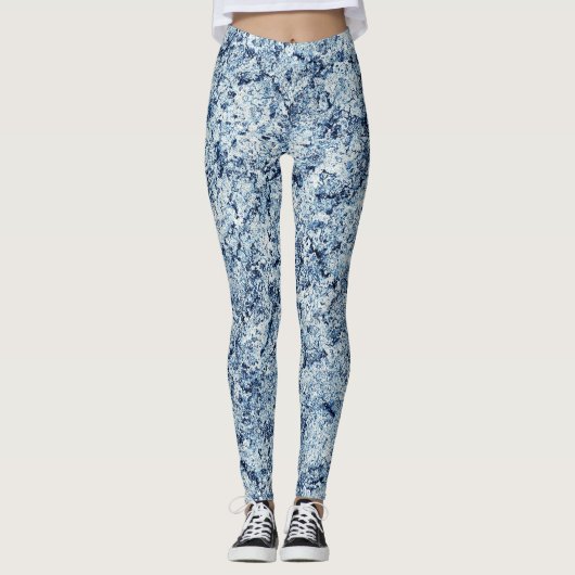 Blue Marble Abstract Leggings (Voorkant)