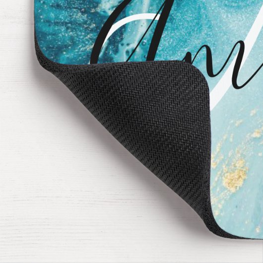 Blue Marble Abstract Monogram Muismat (Hoek)