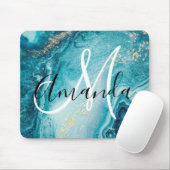 Blue Marble Abstract Monogram Muismat (Met muis)