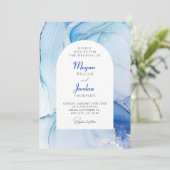 Blue Marble abstracte bruiloft Kaart (Staand voorkant)