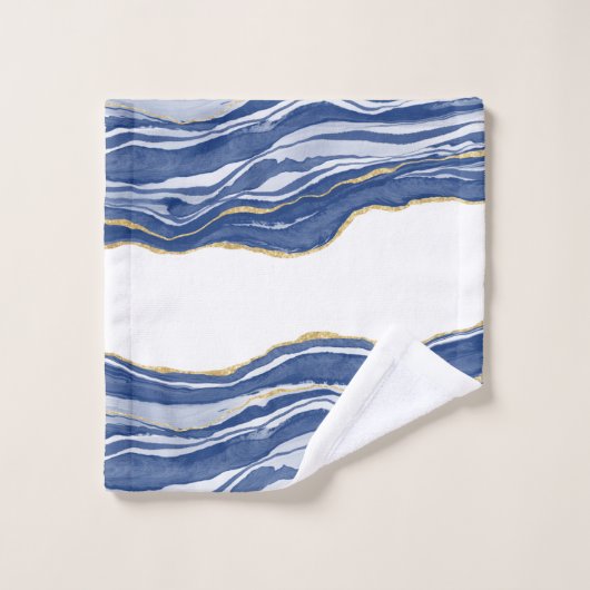 Blue Marble Agate Gold Glitter Bad Handdoek (Wasdoekje)