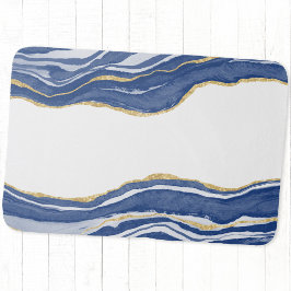 Blue Marble Agate Gold Glitter Badmat