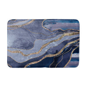 Blue Marble Agate Gold Glitter Glam #1  Badmat