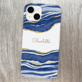 Blue Marble Agate Gold Glitter - op maat gemaakt Case-Mate iPhone Case