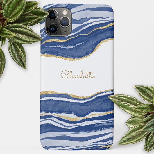 Blue Marble Agate Gold Glitter - op maat gemaakt Case-Mate iPhone Case