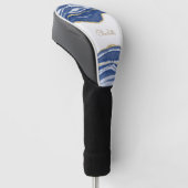 Blue Marble Agate Gold Glitter - op maat gemaakt Golfheadcover (Schuin)