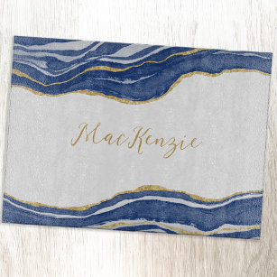 Blue Marble Agate Gold Glitter - op maat gemaakt Snijplank