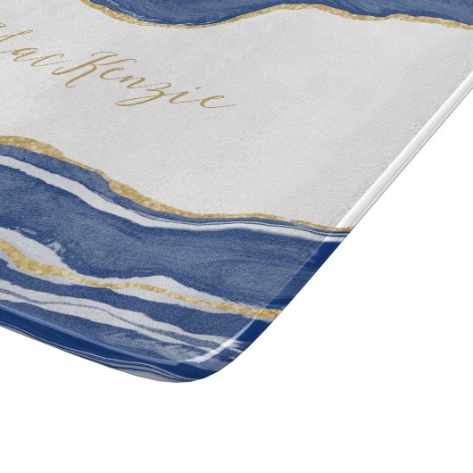 Blue Marble Agate Gold Glitter - op maat gemaakt Snijplank (Hoek)