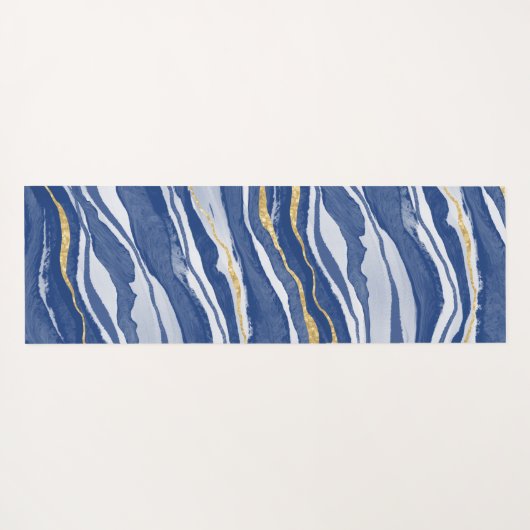 Blue Marble Agate Gold Glitter - op maat gemaakt Yogamat (Achterkant (horizontaal))