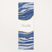 Blue Marble Agate Gold Glitter - op maat gemaakt Yogamat (Voorkant)