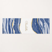 Blue Marble Agate Gold Glitter - op maat gemaakt Yogamat (Voorkant (horizontaal))