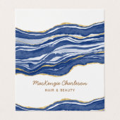 Blue Marble Agate Gold Glitter Visitekaartje (Buitenkant ongevouwen)