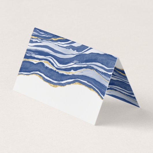 Blue Marble Agate Gold Glitter Visitekaartje (Achterkant)