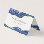 Blue Marble Agate Gold Glitter Visitekaartje (Voorkant)