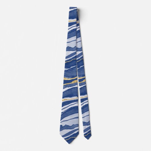 Blue Marble Agate Gold Stropdas (Voorkant)