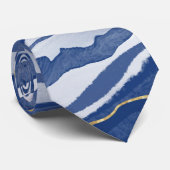 Blue Marble Agate Gold Stropdas (Opgerold)