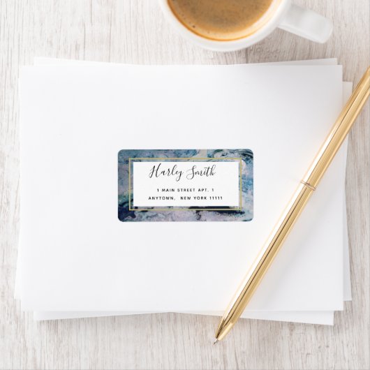 Blue Marble Agate Waterverf Return Address Label (Insitu)